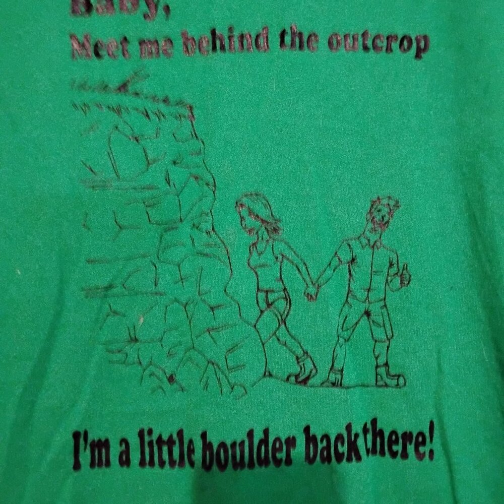 Men's Green Vintage Large Funny Risque G-Spot Rocks 2013 T-Shirt Geology Sexy